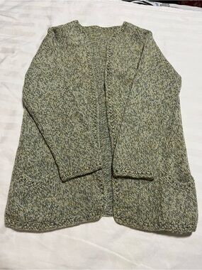 Open-Front Green Marled Hand Knit Cardigan Sweater
15-05